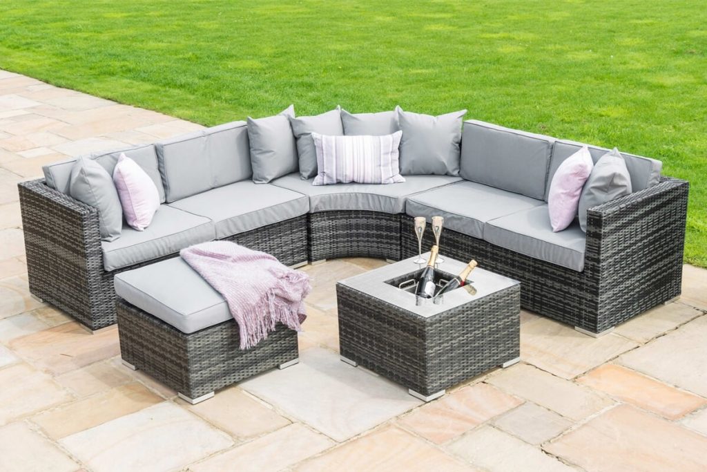 Maze Rattan Barcelona Garden Corner Sofa Set with Ice Bucket Coffee Table